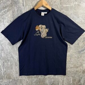 vintage 90s Botswana Big Five navy blue animal embroidery graphic tee Men's  L